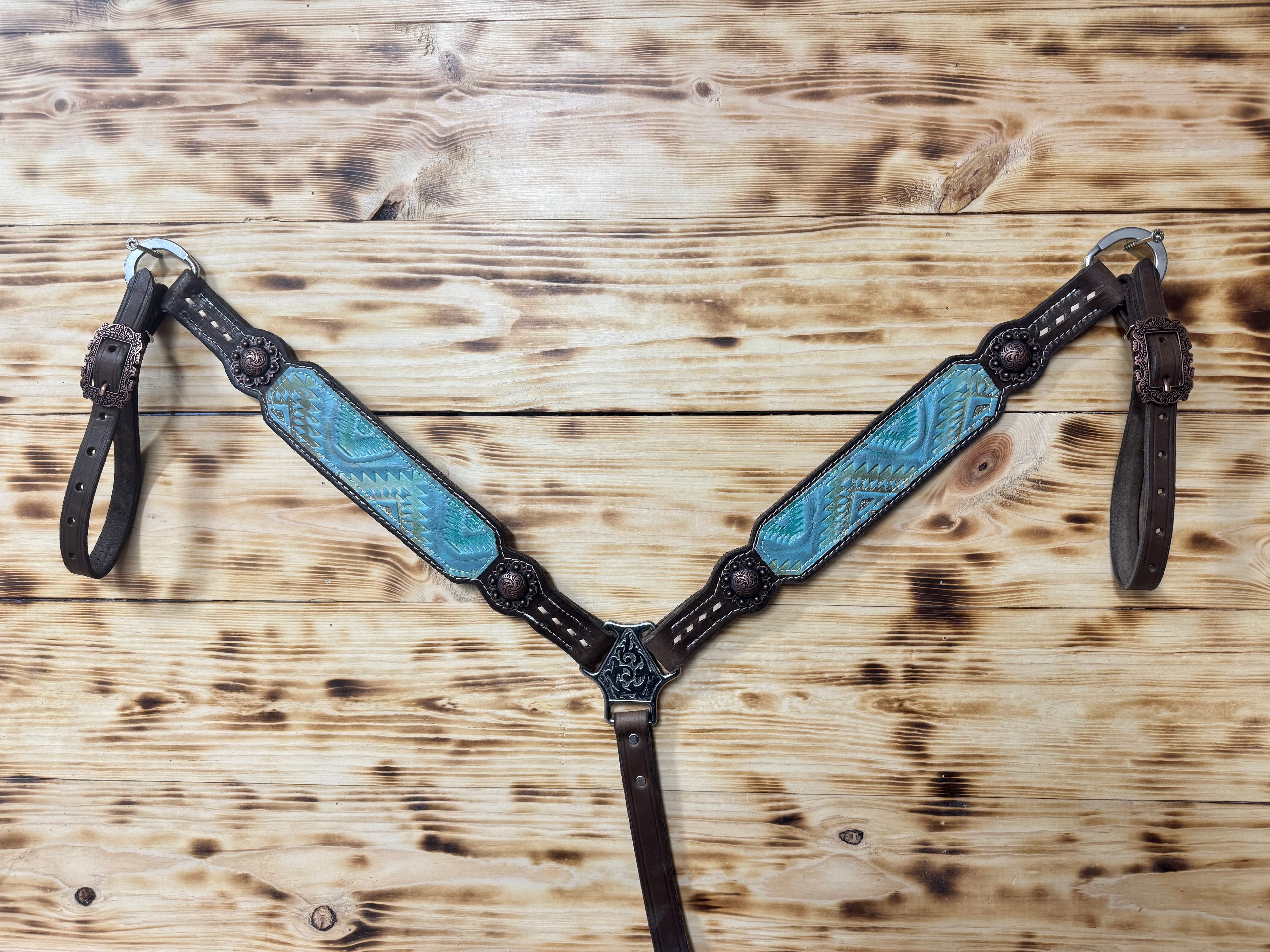 Overlay Breastcollar - Teal Aztec