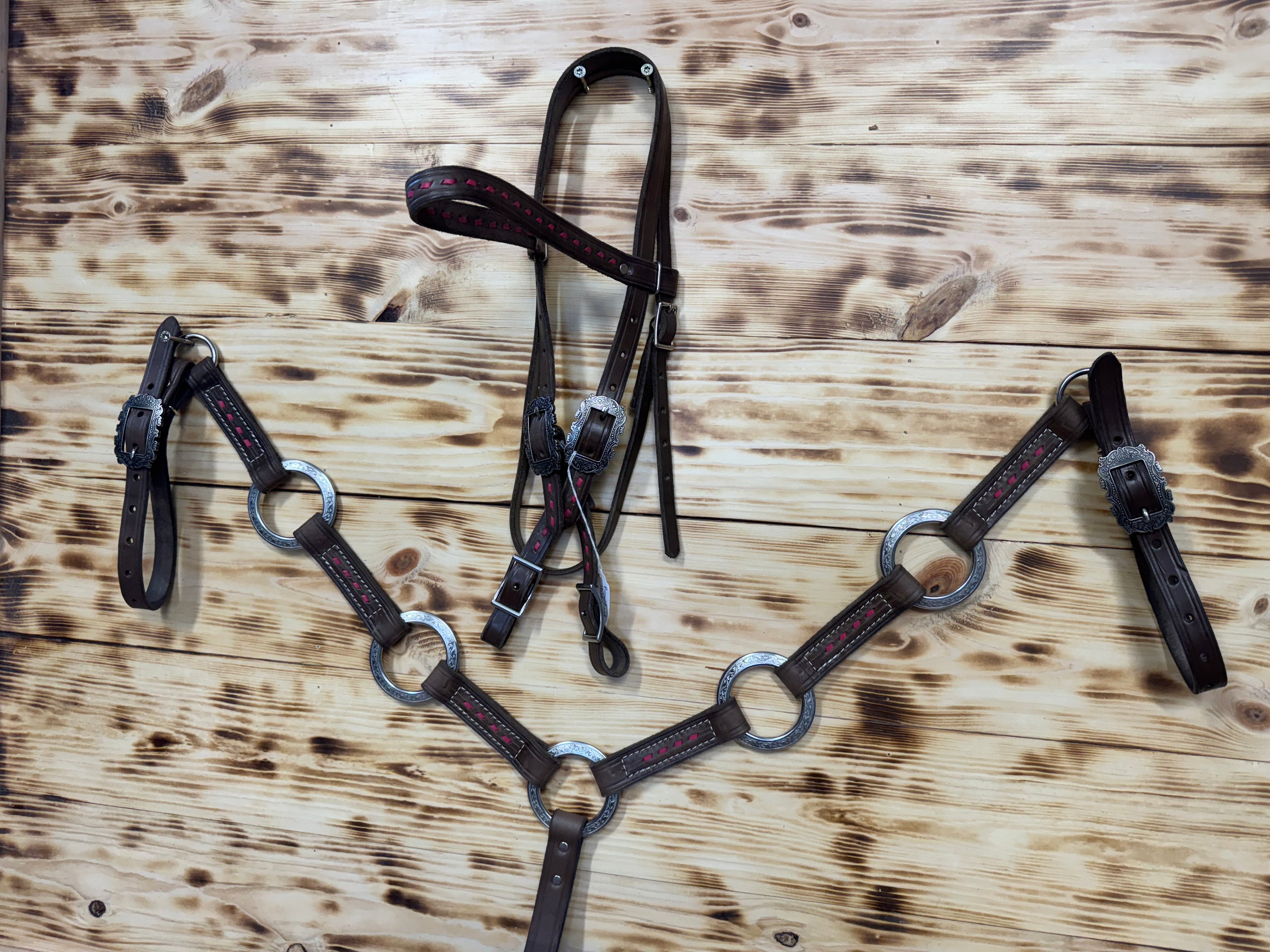 Pink Buckstitch Ring Set